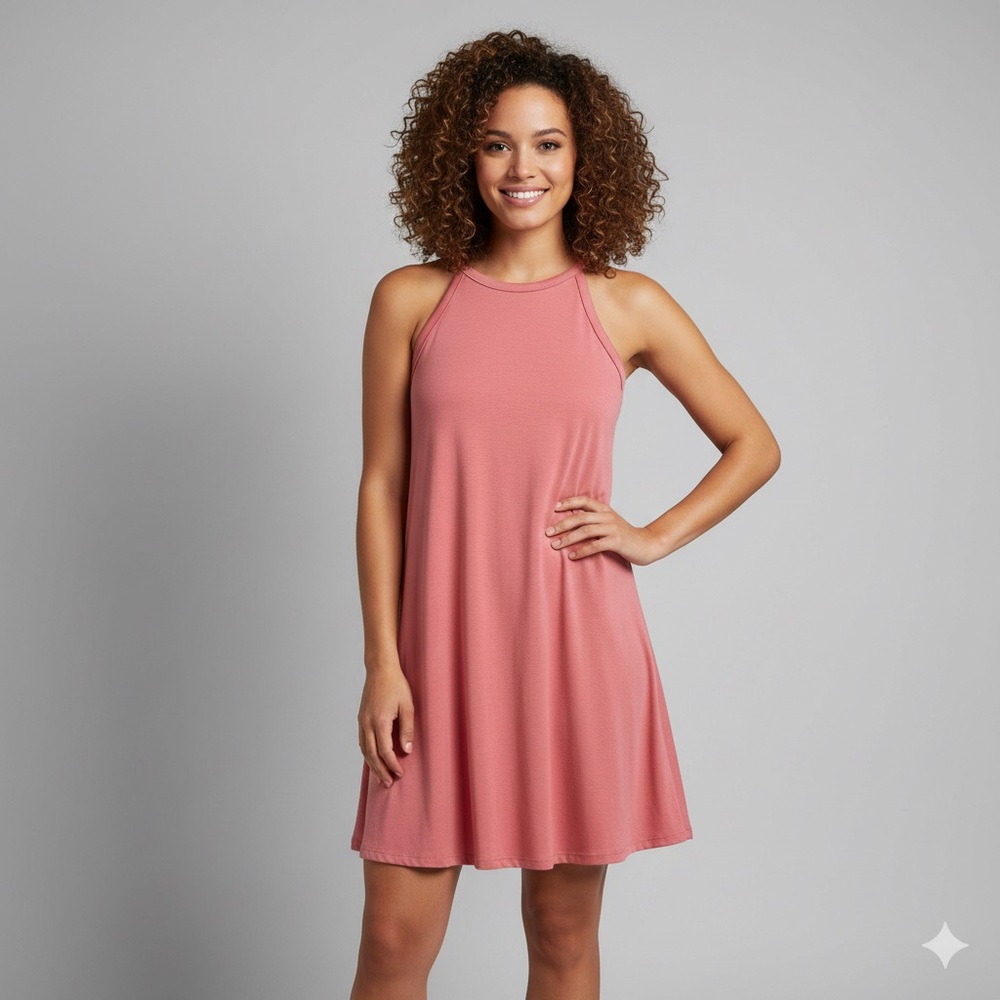 Poof! Pink Casual‎ Halter Neck Swing Dress size small NWT